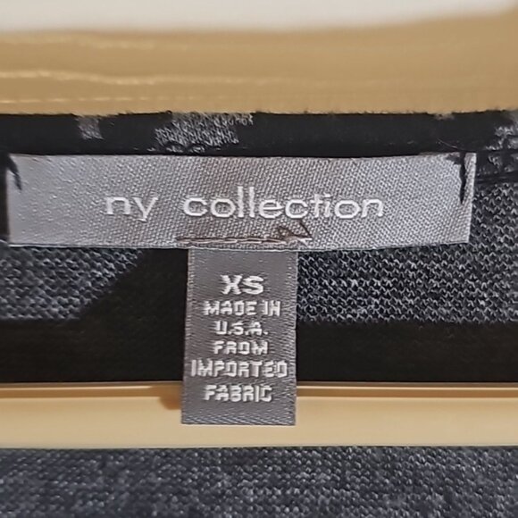 NY Collection Black Gray Houndstooth Long Sleeve Faux Wrap Midi Dress Size XS - Picture 2 of 7